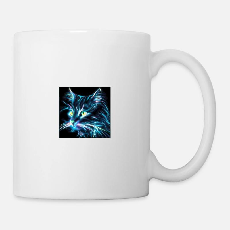 Neon Cat Head in Energy Shimmer - Mug - white