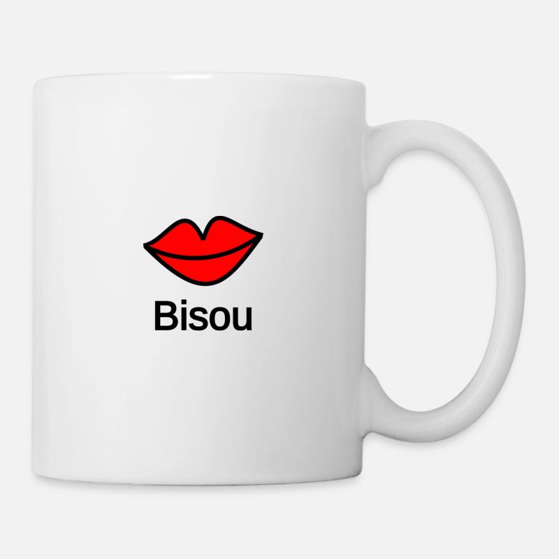 Kiss. bisou. bisous. bouche - Mug blanc - blanc