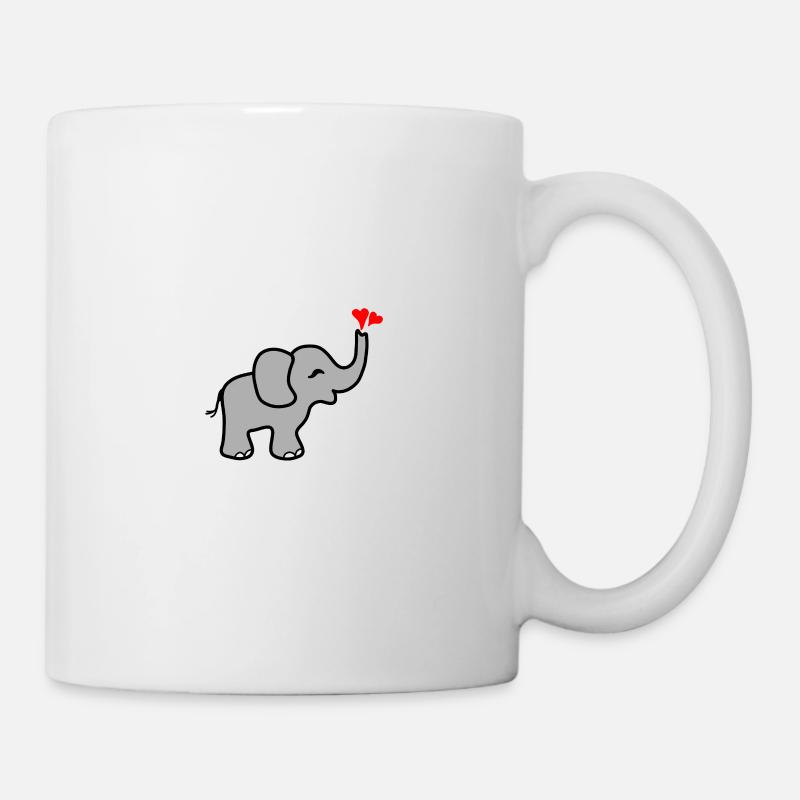 Elefant Herz Liebe - Tasse - Weiß