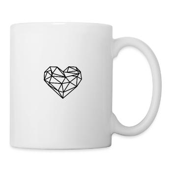 Herz Geometrisch Linien - Tasse - Weiß - Rechts