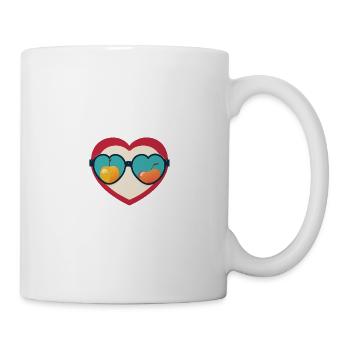 Herz Sonnenbrille Früchte Liebe Retro - Tasse - Weiß - Rechts