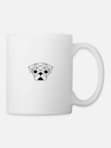 Mops Geometrisch Linie - Tasse - Weiß