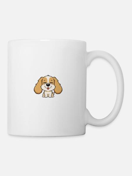 Cute dog head with cheerful expression - Mug - white