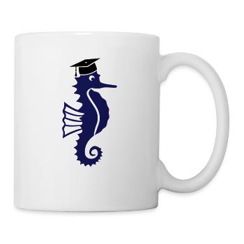 Seahorses with graduate doctorate exam - Mug - white - Right