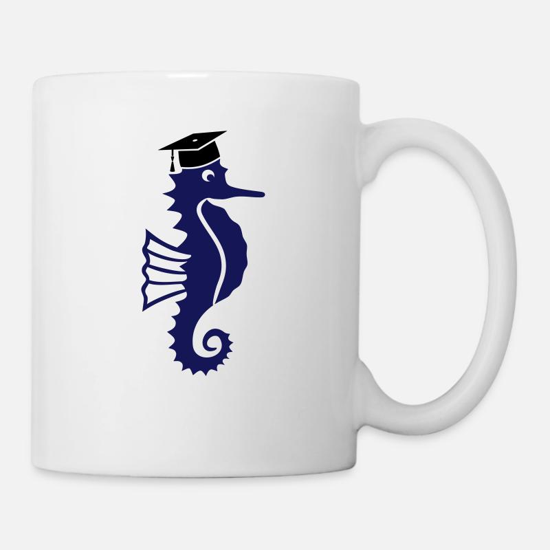Seepferdchen mit Doktorhut Examen Promotion - Tasse - Weiß