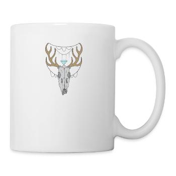 Hirschgeweih Schädel - Tasse - Weiß - Rechts