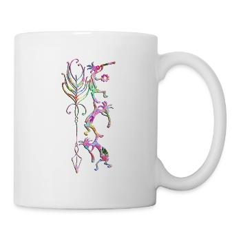 Kokopelli Musician Acrobats - Boho Feather 1 - Mug - white - Right