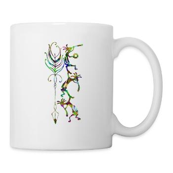 Kokopelli Musician Acrobats - Boho Feather 2 - Mug - white - Right