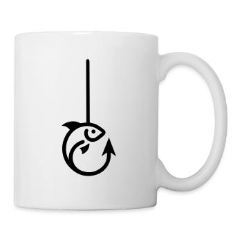Fisch am Haken - Tasse - Weiß - Rechts