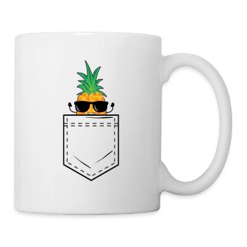 Chest pocket with cool pineapple and sunglasses - Mug - white - Right