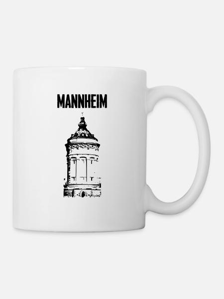 Mannheim Wasserturm Schwarz - Tasse - Weiß