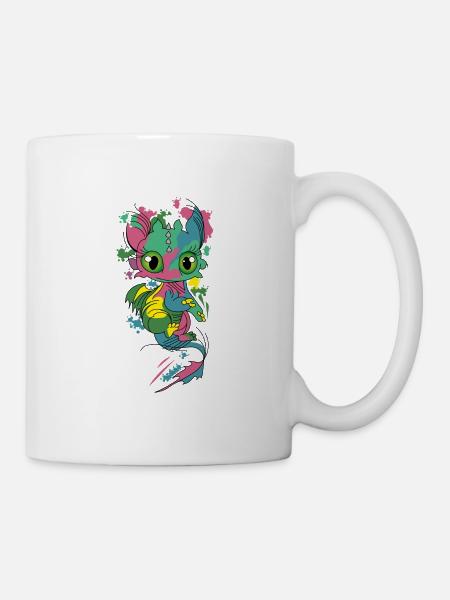 | coloré baby dragon Drôle de Dragon Coloré - Mug blanc - blanc