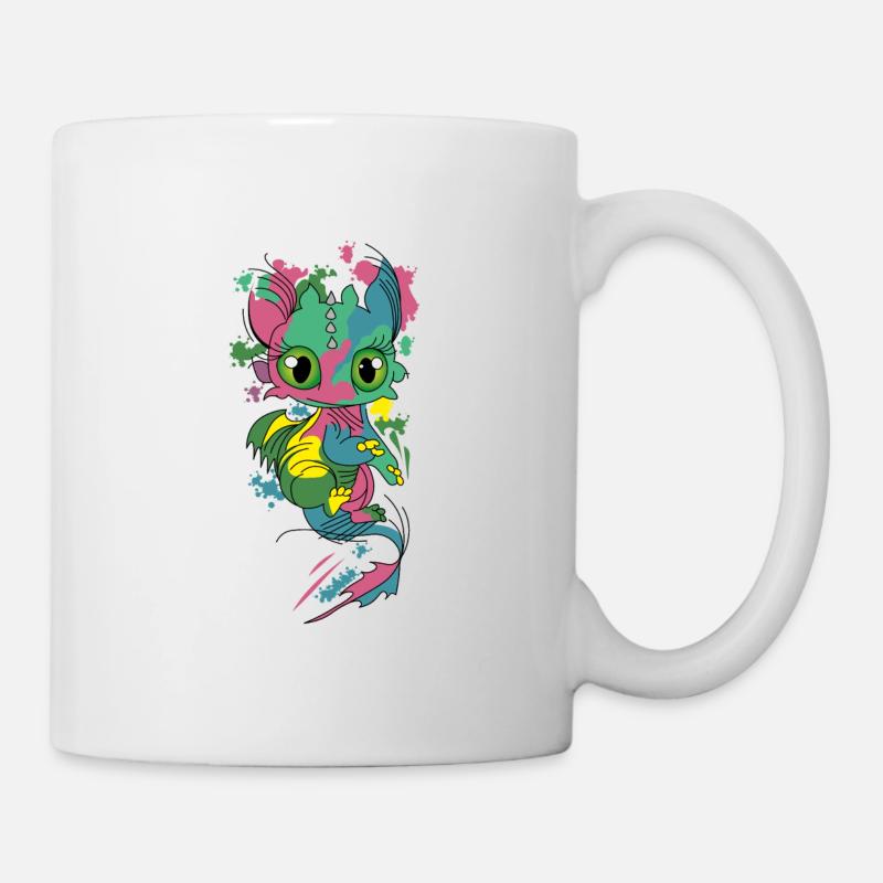 | coloré baby dragon Drôle de Dragon Coloré - Mug blanc - blanc