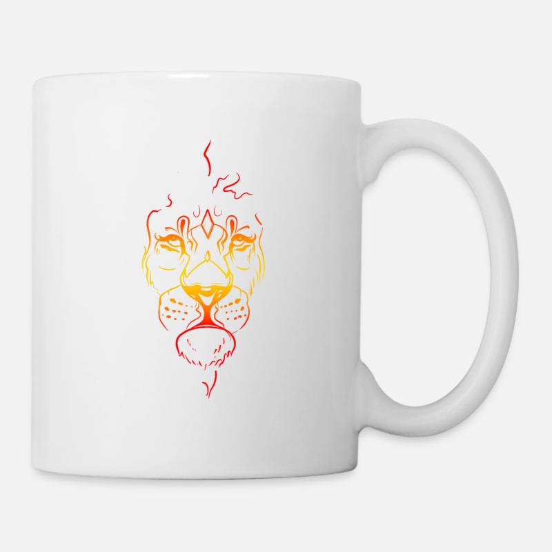 Sketch Löwe Flammen - Tasse - Weiß