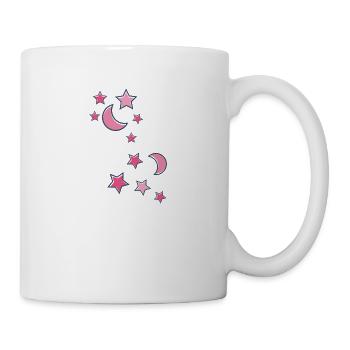 sterne ,mond,stern,gelb,illustration,pink - Tasse - Weiß - Rechts