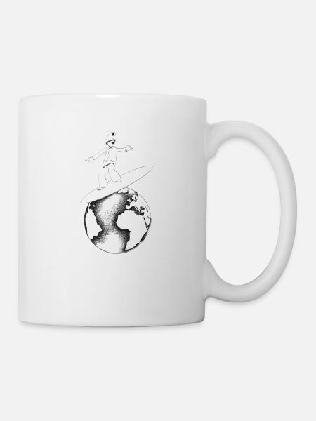 Surfeur globe rétro - Mug blanc - blanc