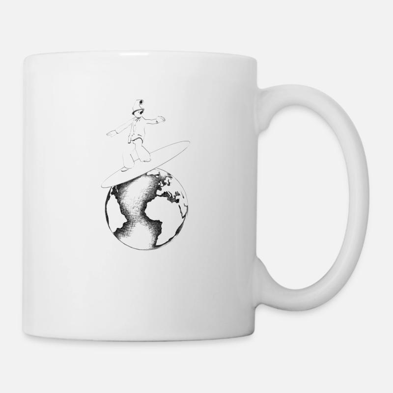 Retro Globe Surfer - Tasse - Weiß
