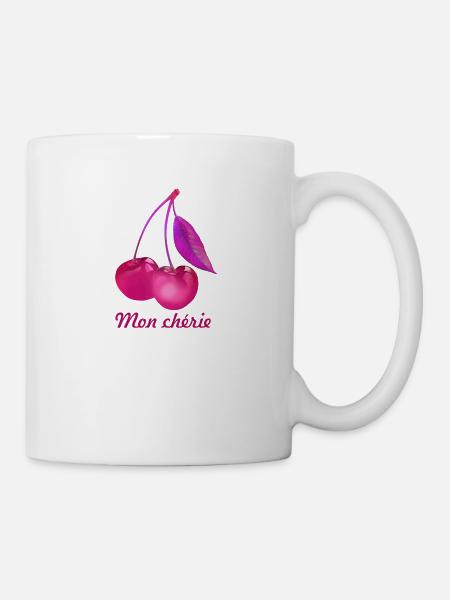 mon chérie, kirsche, illustration,pink - Tasse - Weiß