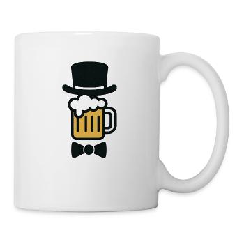 Bierkrug im Smoking Look - Tasse - Weiß - Rechts