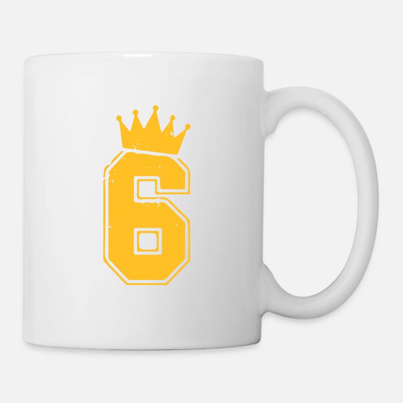 6 avec couronne - Mug blanc - blanc