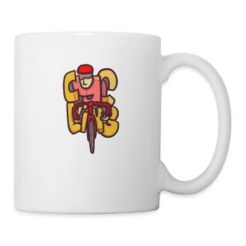Rennradfahrer im Fahrrad-Typohraphy - Tasse - Weiß - Rechts