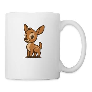 Fawn in cartoon style – dear forest animal Bambi - Mug - white - Right