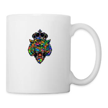 Tigerkopf König Regenbogen Bunt - Tasse - Weiß - Rechts