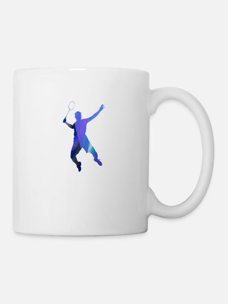 badminton,aufschlag, aquarell, spieler,graffiti - Tasse - Weiß