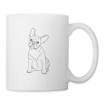 Französische Bulldogge - Tasse - Weiß - Rechts