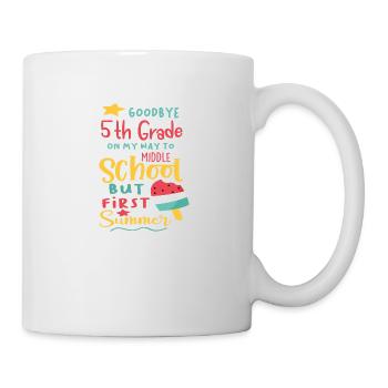 Tschüss 5. Klasse - Hallo neue Herausforderungen! - Tasse - Weiß - Rechts