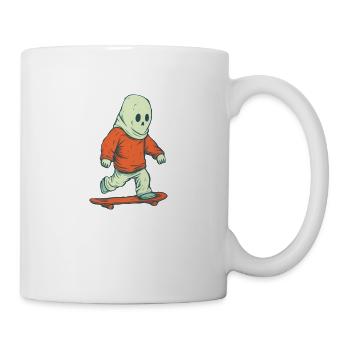 70s Cartoon Comic Style Ghost on His Skateboard - Mug - white - Right