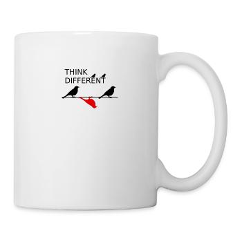 Pensez oiseaux différents (noir et rouge) - Mug blanc - blanc - Droite