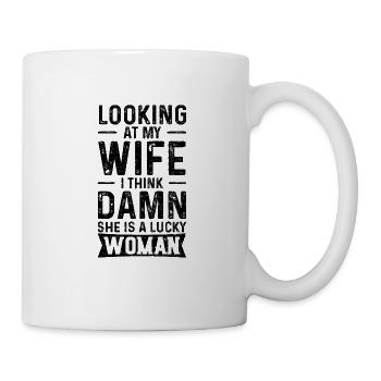 En regardant ma femme, je pense que c'est une chance - Mug blanc - blanc - Droite