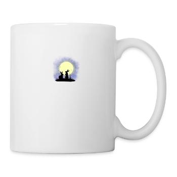 Two rabbits at the full moon - Mug - white - Right