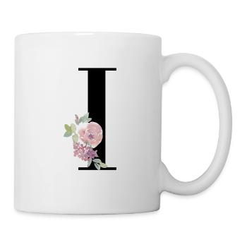Buchstabe I mit Blumenranke - Tasse - Weiß - Rechts