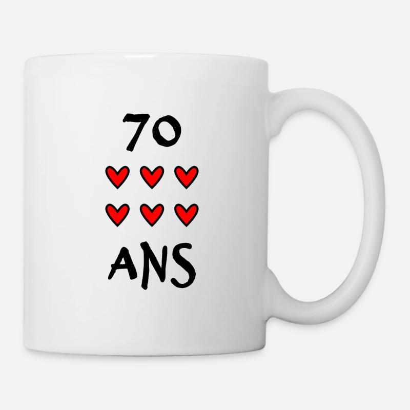 70 ANS. 70e ANNIVERSAIRE. ANNIVERSAIRE 70 ANS. 70 - Mug blanc - blanc