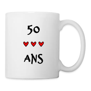 50 ANS. 50e ANNIVERSAIRE. ANNIVERSAIRE 50 ANS. 50 - Mug blanc - blanc - Droite