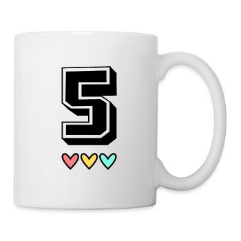 5 JAHRE. 5-jähriges JUBILÄUM. GEBURTSTAG 5 JAHRE. 5 - Tasse - Weiß - Rechts