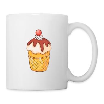 Retro Vintage Grunge Style Eis - Tasse - Weiß - Rechts