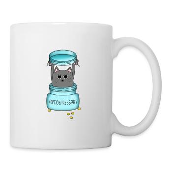 Idée cadeau anniversaire antidépresseur chat - Mug blanc - blanc - Droite