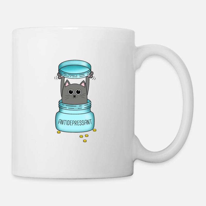 Idée cadeau anniversaire antidépresseur chat - Mug blanc - blanc