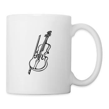 Antike Geige mit Geigenbogen - Tasse - Weiß - Rechts