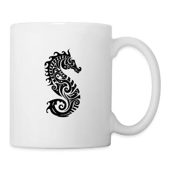 Little cute tattoo style seahorse - Mug - white - Right