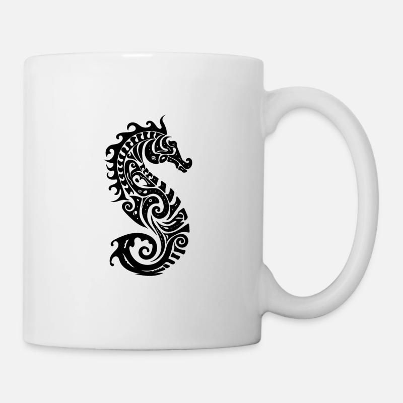 Kleines süsses Tattoo Style Seepferdchen - Tasse - Weiß