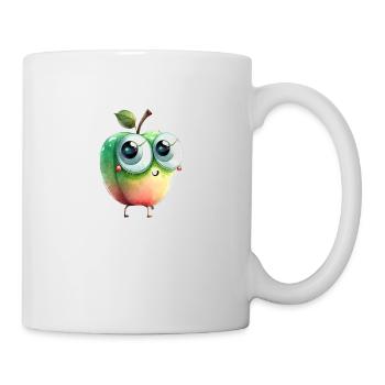 Sweet apple character with googly eyes - Mug - white - Right