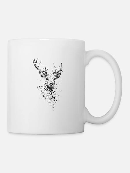 Deer Antler Hunter Hiking Deer Motif - Mug - white