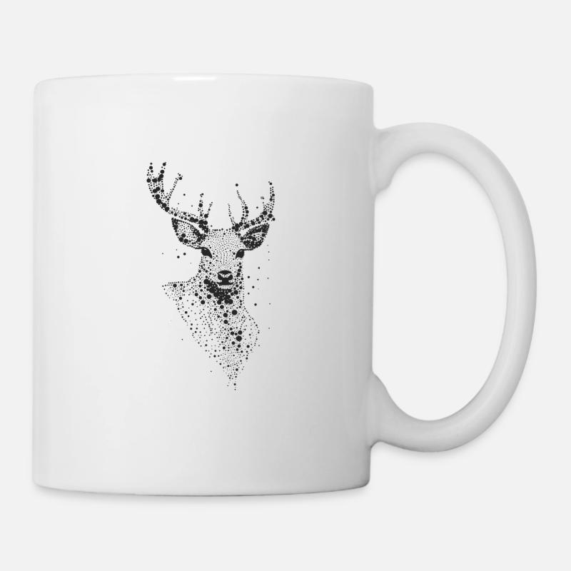 Deer Antler Hunter Hiking Deer Motif - Mug - white