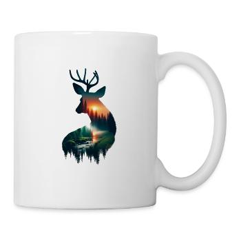 Double Exposure Deer - Tasse - Weiß - Rechts