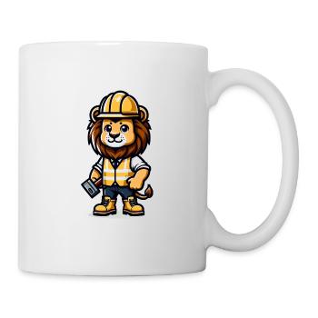 Ouvrier de la construction Lion mignon - Mug blanc - blanc - Droite