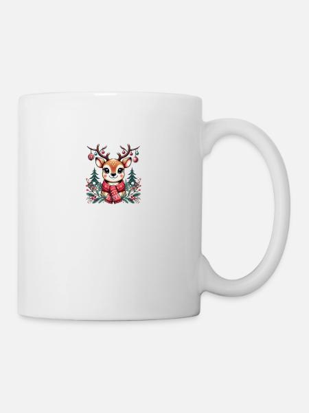 Renne avec écharpe – T-shirt de Noël festif - Mug blanc - blanc